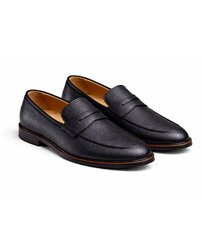 Men’s Black Leather Penny Loafers
