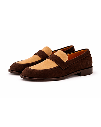 Men’s Two-Tone Suede Penny Loafers