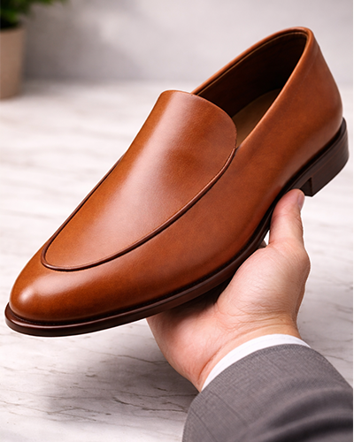 Men’s Brown Leather Plain Loafers