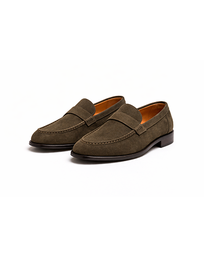 Men’s Olive Suede Penny Loafers