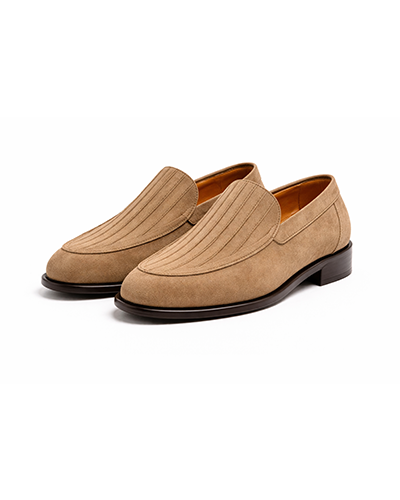 Men’s Beige Suede Textured Loafers
