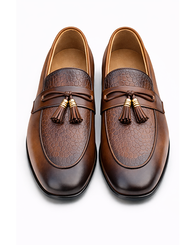 Men’s Croc-Embossed Tassel Loafers