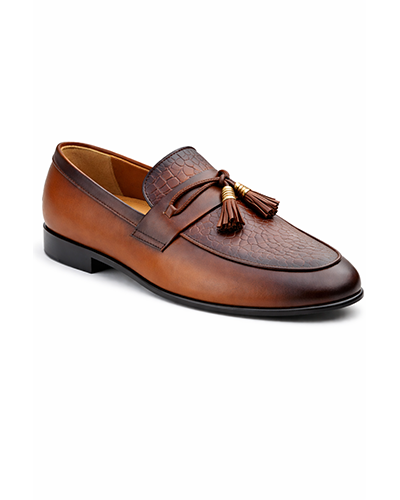 Men’s Croc-Embossed Tassel Loafers