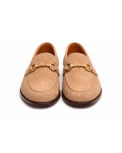 Men’s Beige Suede Horsebit Loafers