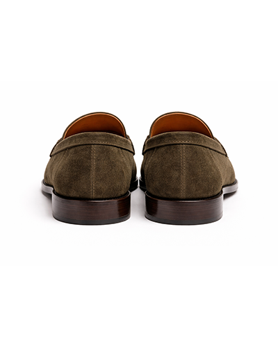 Men’s Olive Suede Penny Loafers