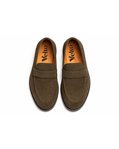 Men’s Olive Suede Penny Loafers